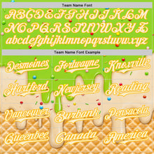 Charger l'image dans la galerie, Custom Neon Green White-Gold Ice Cream Waffle Foodie Dessert Authentic Baseball Jersey