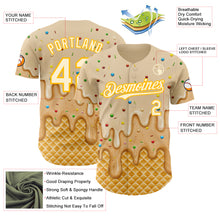 Laden Sie das Bild in den Galerie-Viewer, Custom Cream White-Gold Ice Cream Waffle Foodie Dessert Authentic Baseball Jersey