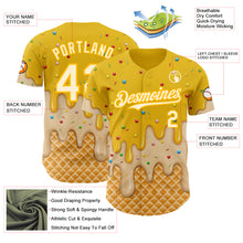 Laden Sie das Bild in den Galerie-Viewer, Custom Yellow White-Gold Ice Cream Waffle Foodie Dessert Authentic Baseball Jersey