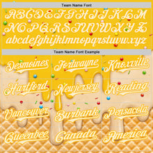 Laden Sie das Bild in den Galerie-Viewer, Custom Yellow White-Gold Ice Cream Waffle Foodie Dessert Authentic Baseball Jersey