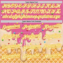 Laden Sie das Bild in den Galerie-Viewer, Custom Pink White-Gold Ice Cream Waffle Foodie Dessert Authentic Baseball Jersey