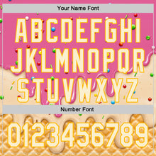 Laden Sie das Bild in den Galerie-Viewer, Custom Pink White-Gold Ice Cream Waffle Foodie Dessert Authentic Baseball Jersey