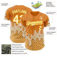 Charger l'image dans la galerie, Custom Bay Orange White-Gold Ice Cream Waffle Foodie Dessert Authentic Baseball Jersey