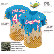 Laden Sie das Bild in den Galerie-Viewer, Custom Sky Blue Cream-Pink Ice Cream Waffle Foodie Dessert Authentic Baseball Jersey