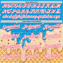 Laden Sie das Bild in den Galerie-Viewer, Custom Sky Blue Cream-Pink Ice Cream Waffle Foodie Dessert Authentic Baseball Jersey