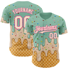 Charger l'image dans la galerie, Custom Ice Blue Cream-Pink Ice Cream Waffle Foodie Dessert Authentic Baseball Jersey
