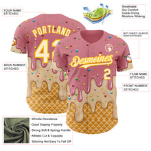 Laden Sie das Bild in den Galerie-Viewer, Custom Medium Pink Cream-Gold Ice Cream Waffle Foodie Dessert Authentic Baseball Jersey