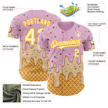 Charger l'image dans la galerie, Custom Light Pink Cream-Gold Ice Cream Waffle Foodie Dessert Authentic Baseball Jersey
