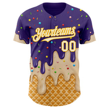 Charger l'image dans la galerie, Custom Purple Cream-Gold Ice Cream Waffle Foodie Dessert Authentic Baseball Jersey