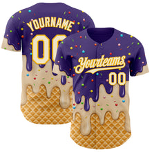 Charger l'image dans la galerie, Custom Purple Cream-Gold Ice Cream Waffle Foodie Dessert Authentic Baseball Jersey