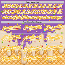 Laden Sie das Bild in den Galerie-Viewer, Custom Medium Purple Cream-Gold Ice Cream Waffle Foodie Dessert Authentic Baseball Jersey