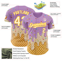 Charger l'image dans la galerie, Custom Light Purple Cream-Gold Ice Cream Waffle Foodie Dessert Authentic Baseball Jersey