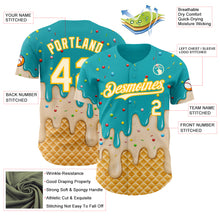 Charger l'image dans la galerie, Custom Aqua Cream-Gold Ice Cream Waffle Foodie Dessert Authentic Baseball Jersey