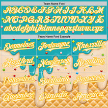 Charger l'image dans la galerie, Custom Aqua Cream-Gold Ice Cream Waffle Foodie Dessert Authentic Baseball Jersey