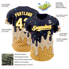 Charger l'image dans la galerie, Custom Navy Cream-Gold Ice Cream Waffle Foodie Dessert Authentic Baseball Jersey