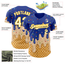 Charger l'image dans la galerie, Custom Royal Cream-Gold Ice Cream Waffle Foodie Dessert Authentic Baseball Jersey