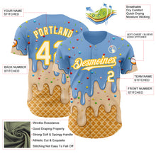 Laden Sie das Bild in den Galerie-Viewer, Custom Light Blue Cream-Gold Ice Cream Waffle Foodie Dessert Authentic Baseball Jersey