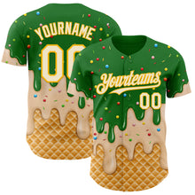 Charger l'image dans la galerie, Custom Grass Green Cream-Gold Ice Cream Waffle Foodie Dessert Authentic Baseball Jersey