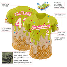 Load image into Gallery viewer, Custom Neon Yellow Cream-Pink Ice Cream Waffle Foodie Dessert Authentic Baseball Jersey