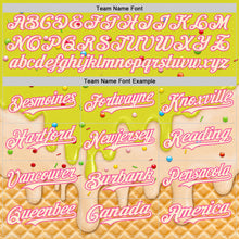 Load image into Gallery viewer, Custom Neon Yellow Cream-Pink Ice Cream Waffle Foodie Dessert Authentic Baseball Jersey