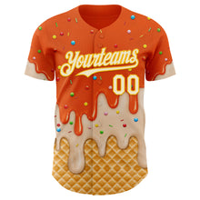 Charger l'image dans la galerie, Custom Orange Cream-Gold Ice Cream Waffle Foodie Dessert Authentic Baseball Jersey