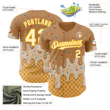 Laden Sie das Bild in den Galerie-Viewer, Custom Tan Cream-Gold Ice Cream Waffle Foodie Dessert Authentic Baseball Jersey