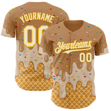 Laden Sie das Bild in den Galerie-Viewer, Custom Tan Cream-Gold Ice Cream Waffle Foodie Dessert Authentic Baseball Jersey