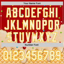 Load image into Gallery viewer, Custom Red Cream-Gold Ice Cream Waffle Foodie Dessert Authentic Baseball Jersey