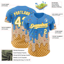Laden Sie das Bild in den Galerie-Viewer, Custom Electric Blue Cream-Gold Ice Cream Waffle Foodie Dessert Authentic Baseball Jersey