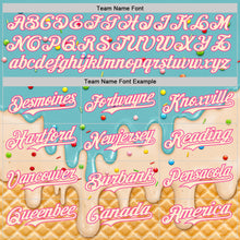Laden Sie das Bild in den Galerie-Viewer, Custom Mint Aqua Cream-Pink Ice Cream Waffle Foodie Dessert Authentic Baseball Jersey