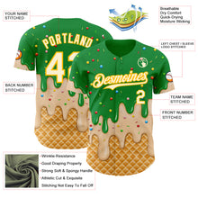 Load image into Gallery viewer, Custom Light Kelly Green Cream-Gold Ice Cream Waffle Foodie Dessert Authentic Baseball Jersey