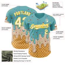 Charger l'image dans la galerie, Custom Mint Aqua Cream-Gold Ice Cream Waffle Foodie Dessert Authentic Baseball Jersey