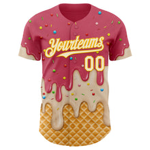 Load image into Gallery viewer, Custom Medium Red Cream-Gold Ice Cream Waffle Foodie Dessert Authentic Baseball Jersey