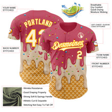 Load image into Gallery viewer, Custom Medium Red Cream-Gold Ice Cream Waffle Foodie Dessert Authentic Baseball Jersey