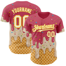 Load image into Gallery viewer, Custom Medium Red Cream-Gold Ice Cream Waffle Foodie Dessert Authentic Baseball Jersey