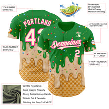 Load image into Gallery viewer, Custom Light Kelly Green Cream-Pink Ice Cream Waffle Foodie Dessert Authentic Baseball Jersey