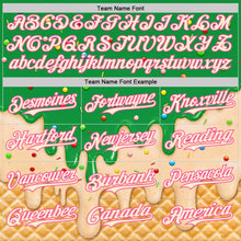 Load image into Gallery viewer, Custom Light Kelly Green Cream-Pink Ice Cream Waffle Foodie Dessert Authentic Baseball Jersey