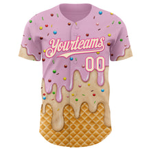 Laden Sie das Bild in den Galerie-Viewer, Custom Light Pink Cream-Pink Ice Cream Waffle Foodie Dessert Authentic Baseball Jersey