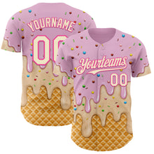 Laden Sie das Bild in den Galerie-Viewer, Custom Light Pink Cream-Pink Ice Cream Waffle Foodie Dessert Authentic Baseball Jersey