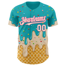 Charger l'image dans la galerie, Custom Aqua Cream-Pink Ice Cream Waffle Foodie Dessert Authentic Baseball Jersey