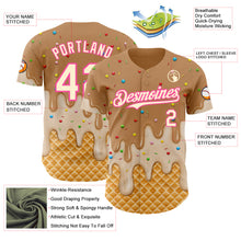 Laden Sie das Bild in den Galerie-Viewer, Custom Tan Cream-Pink Ice Cream Waffle Foodie Dessert Authentic Baseball Jersey