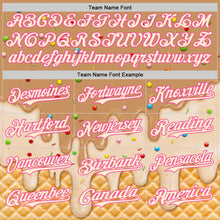 Laden Sie das Bild in den Galerie-Viewer, Custom Tan Cream-Pink Ice Cream Waffle Foodie Dessert Authentic Baseball Jersey