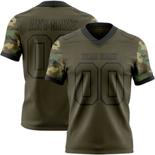 Laden Sie das Bild in den Galerie-Viewer, Custom Olive-Black Authentic Camo Two Tone Salute To Service 7V7 Flag Football Jersey