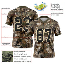 Charger l'image dans la galerie, Custom Camo Black Cream-Olive Authentic Woodland Camouflage Salute To Service 7V7 Flag Football Jersey
