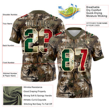 Charger l'image dans la galerie, Custom Camo Vintage Mexican Flag Cream Black-Olive Authentic Woodland Camouflage Salute To Service 7V7 Flag Football Jersey