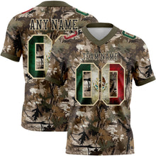 Charger l'image dans la galerie, Custom Camo Vintage Mexican Flag Cream Black-Olive Authentic Woodland Camouflage Salute To Service 7V7 Flag Football Jersey