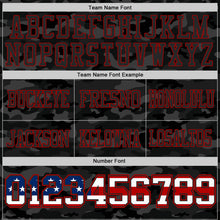 Laden Sie das Bild in den Galerie-Viewer, Custom Camo USA Flag Black Red-Olive Authentic Stars And Stripes Two Tone Salute To Service 7V7 Flag Football Jersey