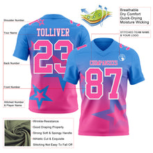 Laden Sie das Bild in den Galerie-Viewer, Custom Powder Blue Pink-White Authentic Star Gradient 7V7 Flag Football Jersey