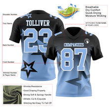 Laden Sie das Bild in den Galerie-Viewer, Custom Black Light Blue-White Authentic Star Gradient 7V7 Flag Football Jersey