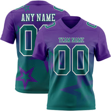 Charger l'image dans la galerie, Custom Purple Teal-White Authentic Star Gradient 7V7 Flag Football Jersey